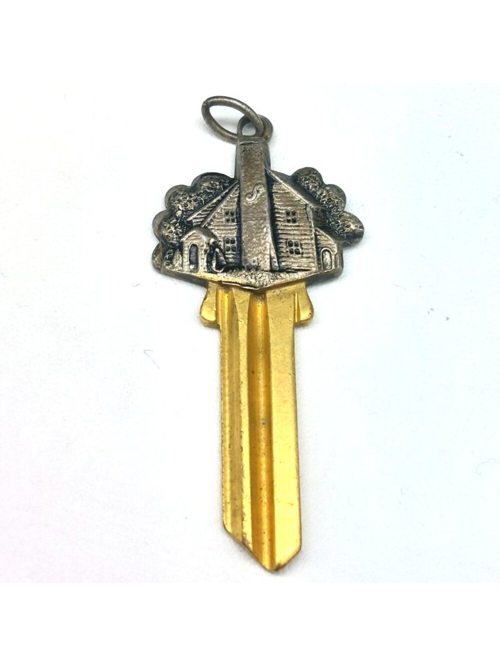 Vintage Napier Sterling Silver House Cottage Uncut Key Blank Pendant Charm